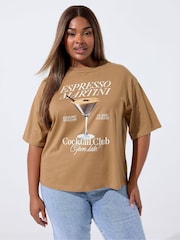Yours Curve Brown Limited Espresso Martini T-Shirt - Image 1 of 5