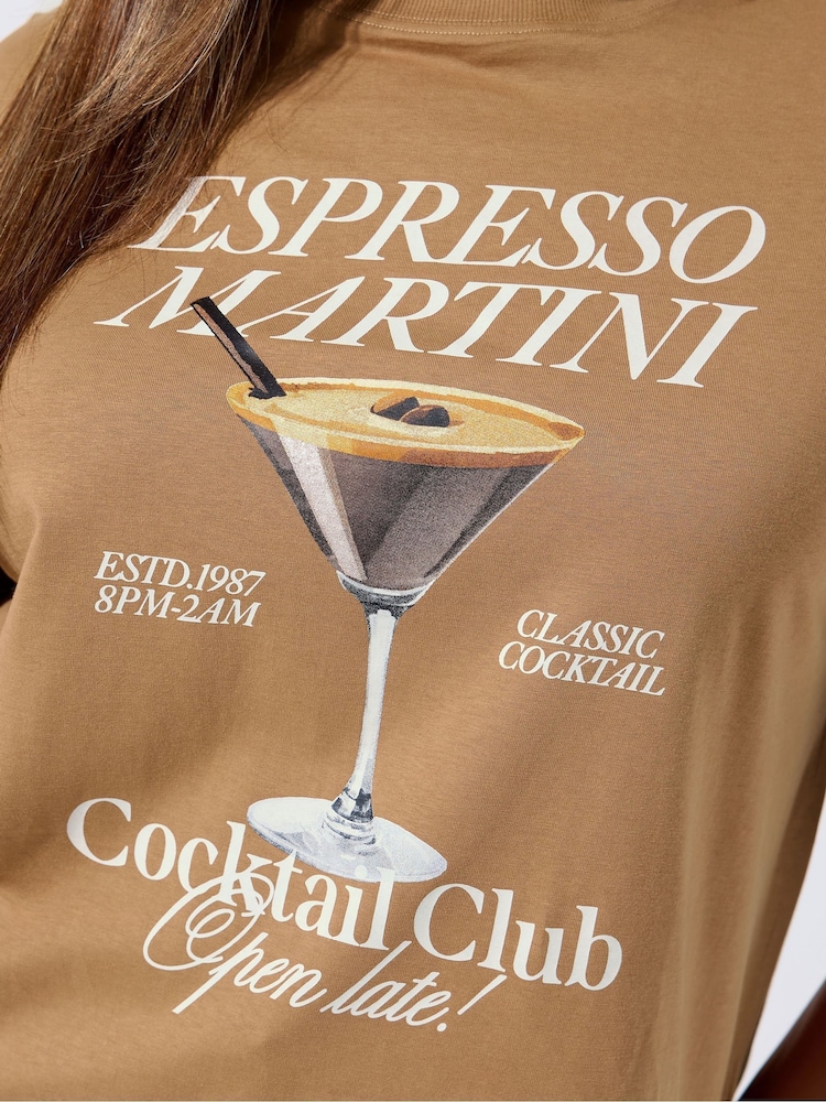 Yours Curve Brown Limited Espresso Martini T-Shirt - Image 5 of 5