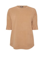 Yours Curve Natural Ribbed Button Soft Touch Top - Image 5 of 5