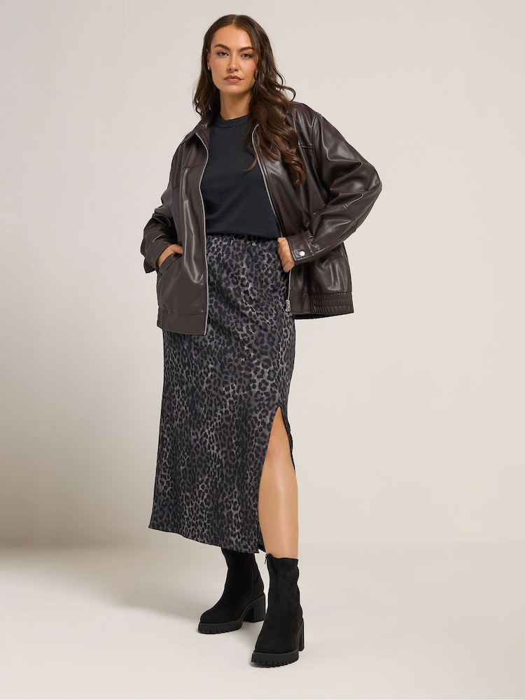Yours Curve Grey Textured Tube Skirt - Image 2 of 5