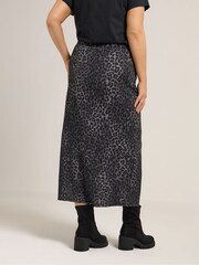 Yours Curve Grey Textured Tube Skirt - Image 3 of 5