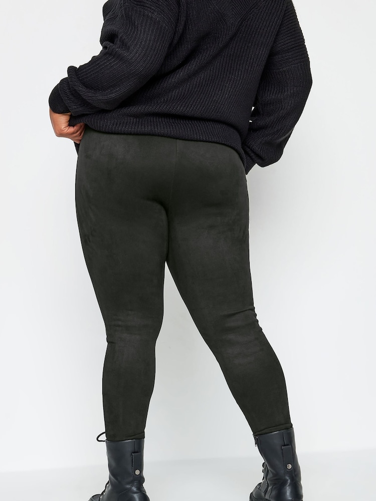 Yours Curve Black Suedette Leggings - Image 2 of 4