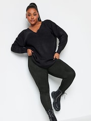 Yours Curve Black Suedette Leggings - Image 3 of 4