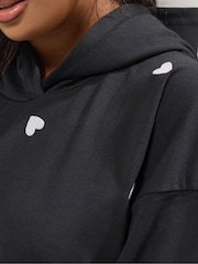 Yours Curve Black Embroidered Heart Hoodie - Image 4 of 5