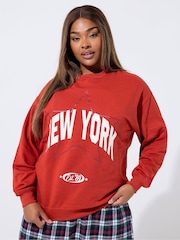 Yours Curve Limited New York Star Sweat Top - Slika 1 iz 5