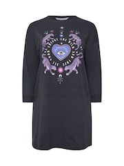 Yours Curve Blue Wild And Free Long Sleeve Nightdress - Image 4 of 5