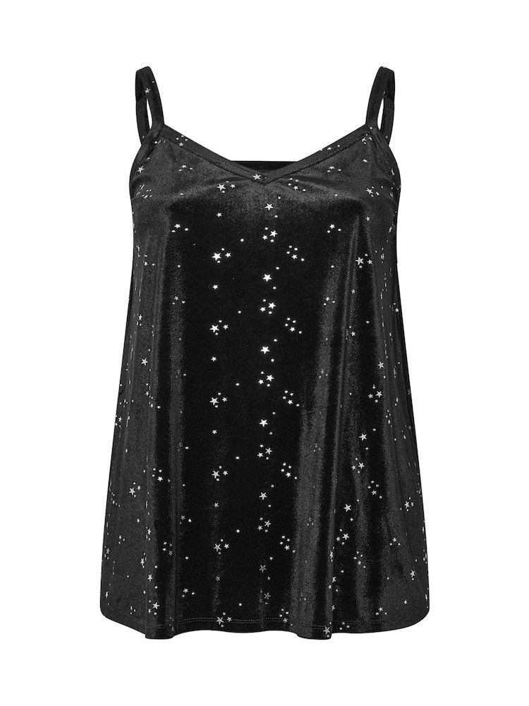 Yours Curve Black Velour Star Cami - Image 5 of 5 Yours Curve Black Velour Star Cami - Image 5 of 5