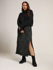 Yours Curve Green Textured Tube Skirt - Image 1 of 5