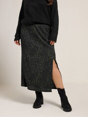 Yours Curve Green Textured Tube Skirt - Image 2 of 5
