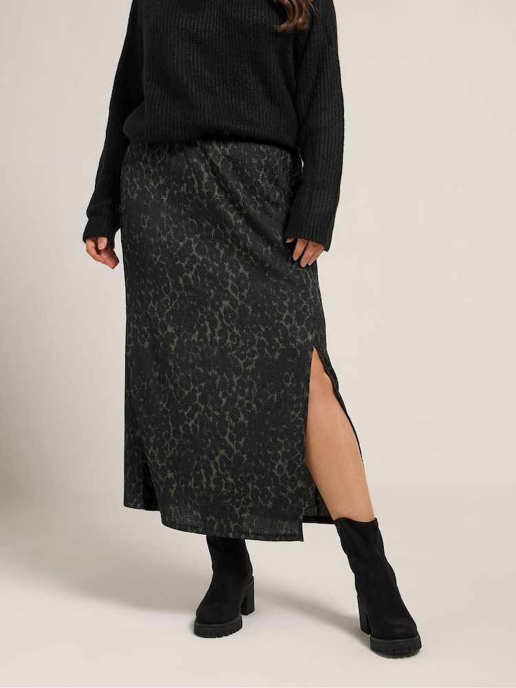 Yours Curve Green Textured Tube Skirt - Image 2 of 5