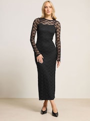 Long Tall Sally Black Lace Midaxi Dress - Image 1 of 5