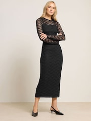 Long Tall Sally Black Lace Midaxi Dress - Image 2 of 5