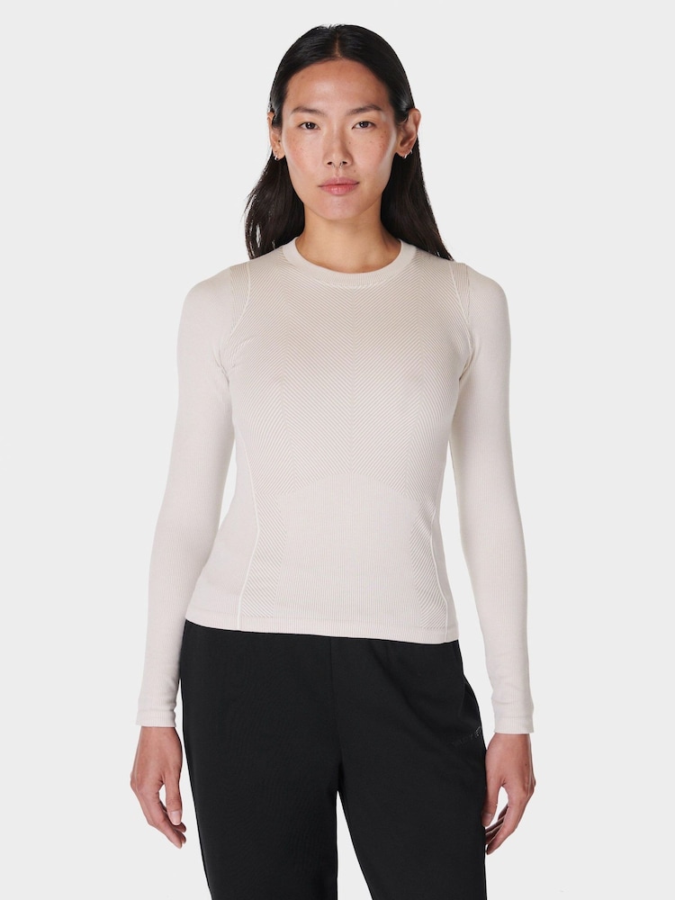 Sweaty Betty White Mindful Flex Long Sleeve Top - Image 1 of 7 Sweaty Betty White Mindful Flex Long Sleeve Top - Image 1 of 7