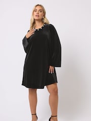Yours Curve Velour Interest Neckline Shift Dress - Imagem 1 de 9