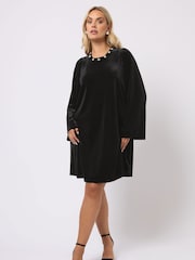 Yours Curve Velour Interest Neckline Shift Dress - Imagem 2 de 9