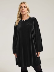 Yours Curve Velour Interest Neckline Shift Dress - Imagem 5 de 9