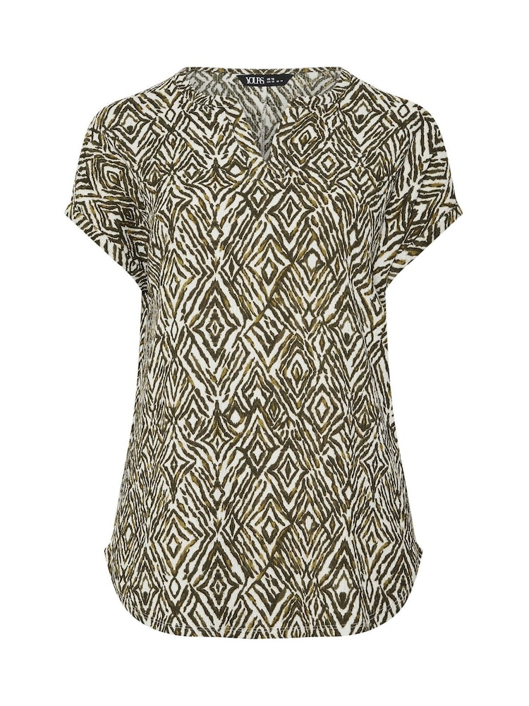 Yours Curve Green Textured Notch Neck Top - Image 5 of 5 Yours Curve Green Textured Notch Neck Top - Image 5 of 5