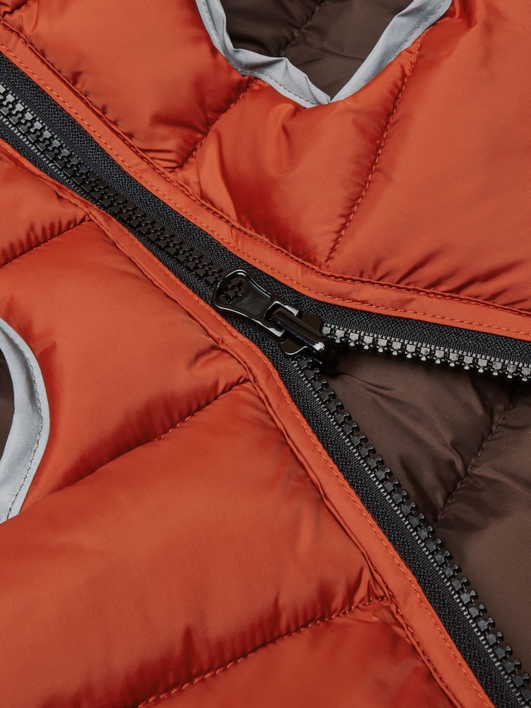 Joules Burnt Orange and Chocolate Reversible Dog Puffer Jacket - Image 11 of 11