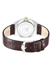 Rotary Slim Stainless Steel Gold Plated Strap Brown Watch - Image 3 of 6