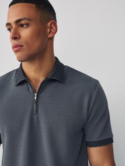 Slate Grey Short Sleeve Smart Collar Polo Shirt - Image 1 of 8