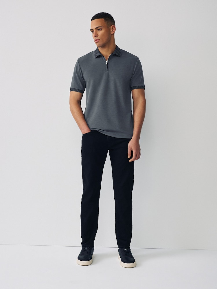 Slate Grey Short Sleeve Smart Collar Polo Shirt - Image 2 of 8