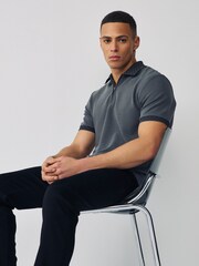 Slate Grey Short Sleeve Smart Collar Polo Shirt - Image 3 of 8