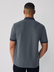 Slate Grey Short Sleeve Smart Collar Polo Shirt - Image 5 of 8