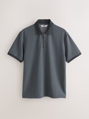 Slate Grey Short Sleeve Smart Collar Polo Shirt - Image 6 of 8