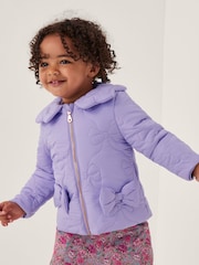 Monsoon Purple Baby Bow Quilted Puffer Jacket - Image 1 of 1