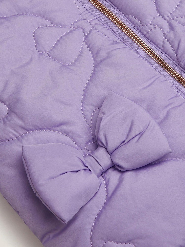 Monsoon Purple Baby Bow Quilted Puffer Jacket - Image 4 of 4