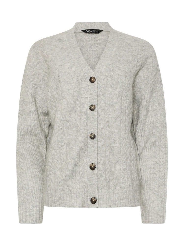 M&Co Grey Short Cable Cardigan - Image 3 of 3