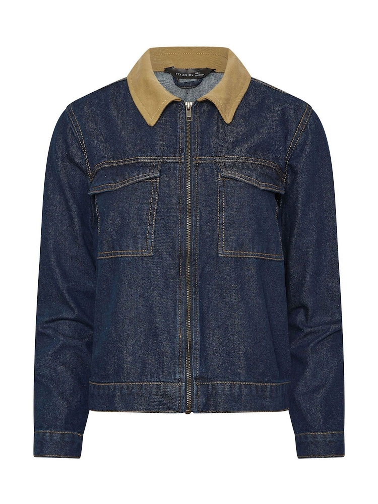 PixieGirl Petite Collared Denim Trucker Jacket - Imagen 5 de 5
