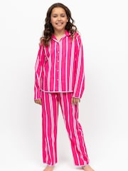Cyberjammies Pink Chloe Printed stripe Pyjamas Set - Image 1 of 3