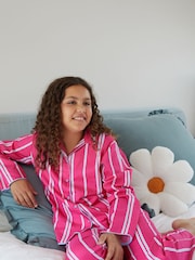 Cyberjammies Pink Chloe Printed stripe Pyjamas Set - Image 2 of 3