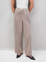 Ro&Zo Brown Petite Cord Drawstring Waist Trousers - Image 1 of 3