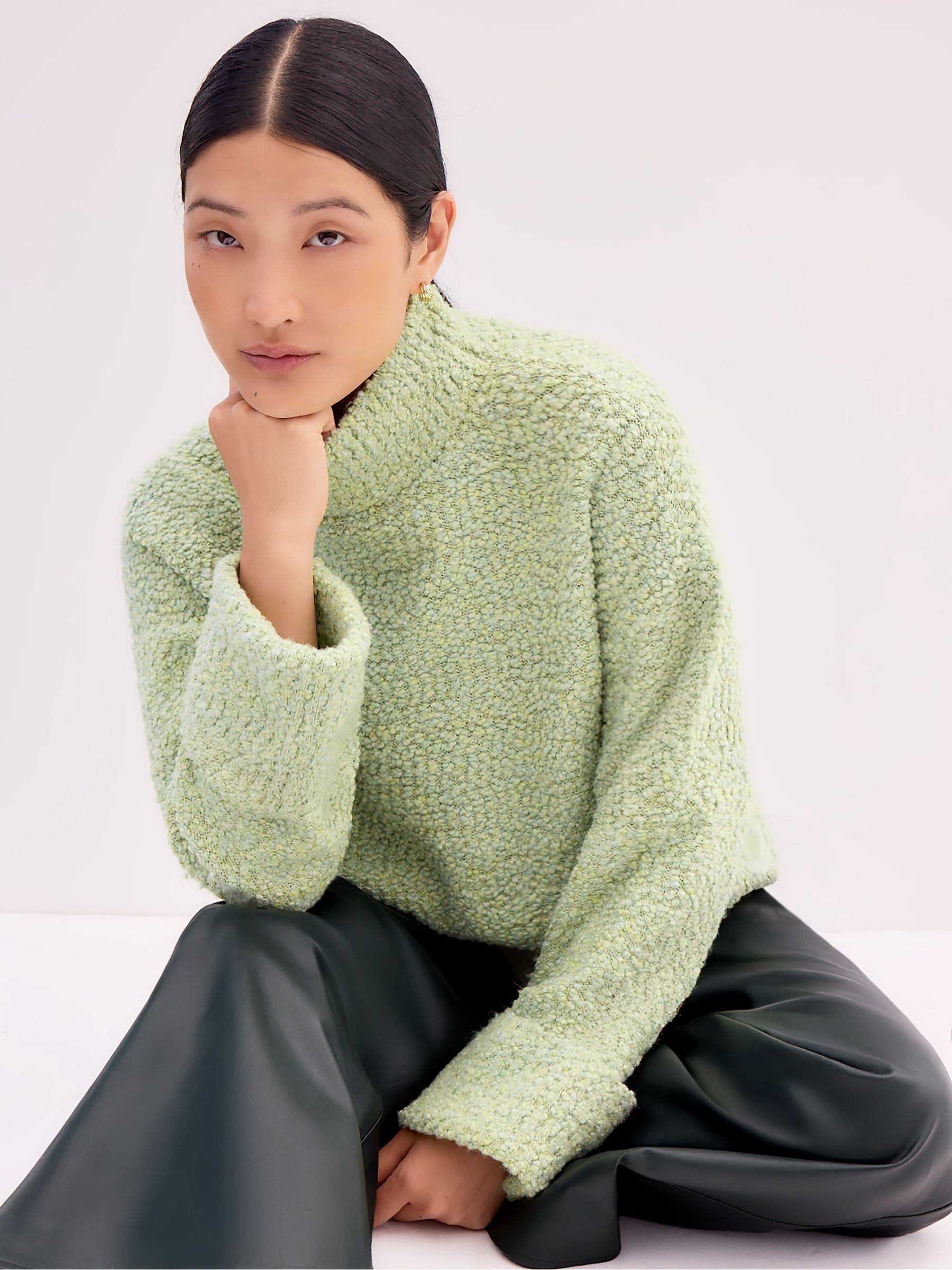 Buy Ro&Zo Green Boucle Deep Cuff Jumper from the Next UK online shop