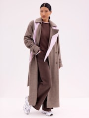 Ro&Zo Brown Check Trench Belted Coat - Image 1 of 3