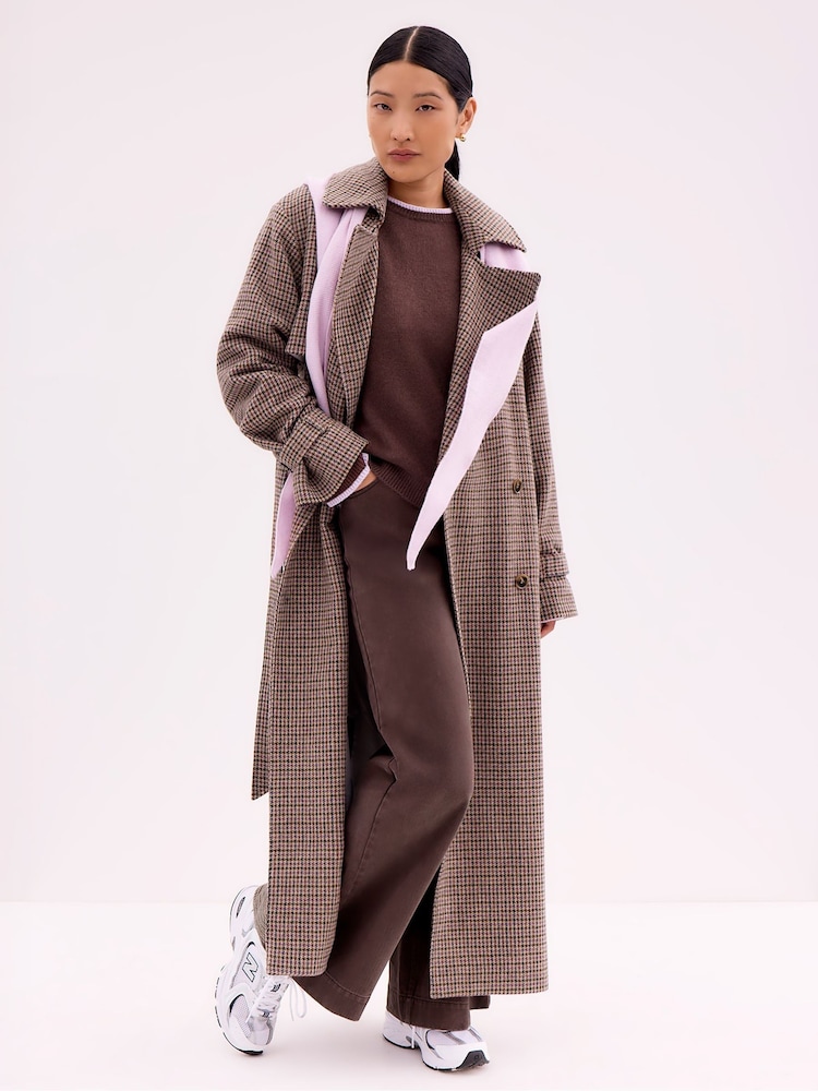 Ro&Zo Brown Check Trench Belted Coat - Image 1 of 3