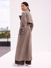 Ro&Zo Brown Check Trench Belted Coat - Image 2 of 3