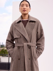 Ro&Zo Brown Check Trench Belted Coat - Image 3 of 3