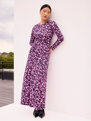 Ro&Zo Pink Petite Batik Print Gathered Waist Dress - Image 1 of 5