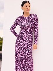 Ro&Zo Pink Petite Batik Print Gathered Waist Dress - Image 4 of 5