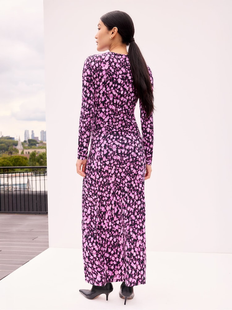 Ro&Zo Pink Petite Batik Print Gathered Waist Dress - Image 5 of 5