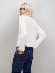 Ro&Zo White Boucle Deep Cuff Jumper - Image 2 of 2