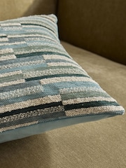 Blue 40 x 59cm Cut Velvet Textured Stripe Cushion - Image 3 of 5