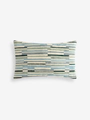 Blue 40 x 59cm Cut Velvet Textured Stripe Cushion - Image 4 of 5