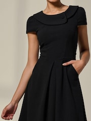 Jolie Moi Black Collared Cap Sleeve Midi Dress - Image 3 of 6