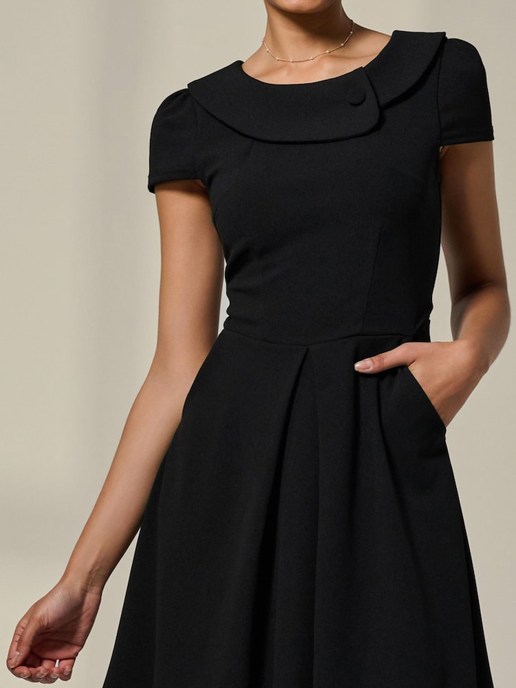 Buy Jolie Moi Black Collared Cap Sleeve Midi Dress from Next USA Buy Jolie Moi Black Collared Cap Sleeve Midi Dress from Next USA