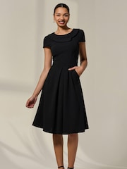Jolie Moi Black Collared Cap Sleeve Midi Dress - Image 6 of 6