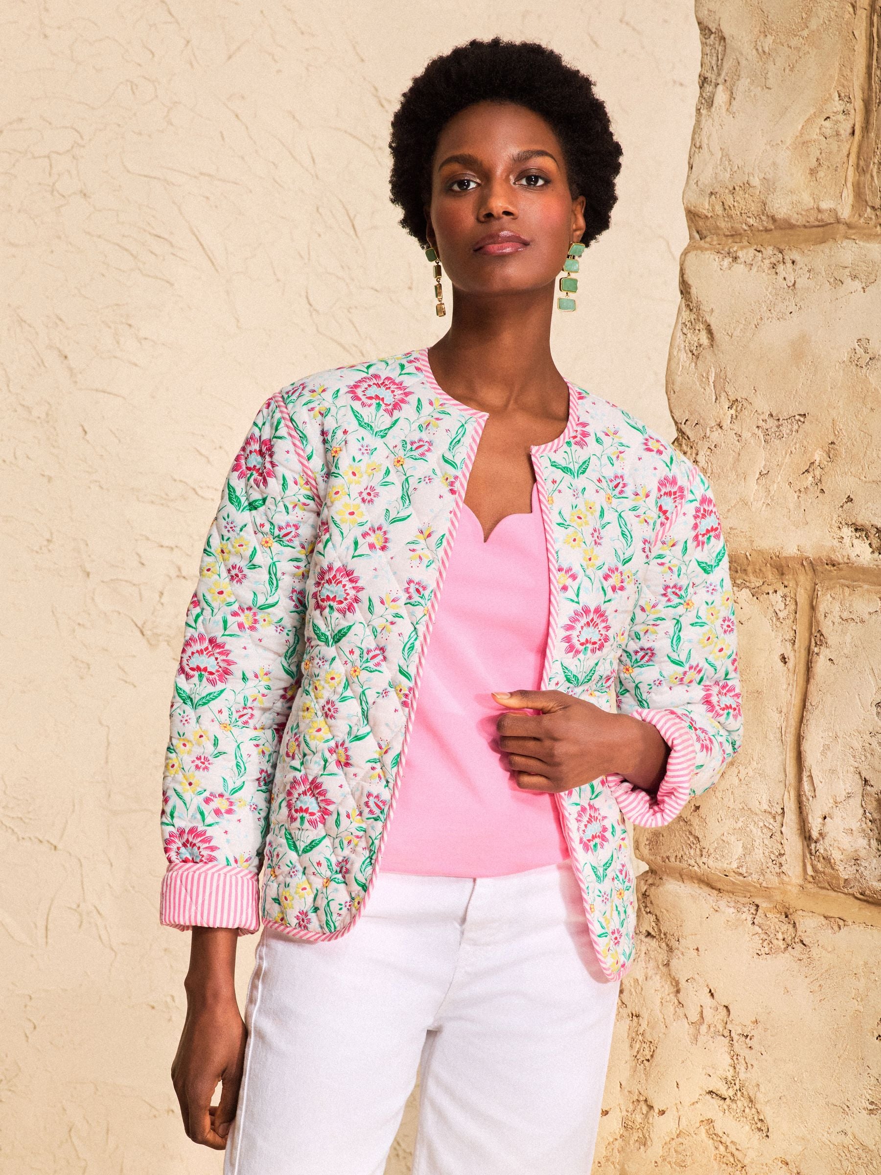 6 ROKU COACH JACKET FLOWER SHEET 花柄ジャケット Buy Love & Roses White Floral Quilted Jacket from Next USA